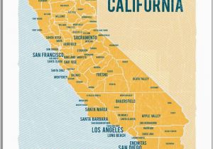 Encinitas California Map California Map 16 X20 Yellow Vintage Style Poster Locally