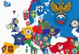 England Football Club Map Logos Of National Football Teams In Europe Surrounding