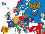 England Football Club Map Logos Of National Football Teams In Europe Surrounding