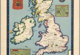 England Geographical Map the Booklovers Map Of the British isles Paine 1927 Map Uk