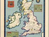 England Geographical Map the Booklovers Map Of the British isles Paine 1927 Map Uk