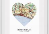 England Map Brighton Brighton Map Heart Print Brighton Map Art Sussex Map Sussex Heart