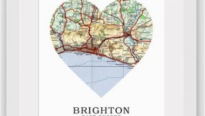 England Map Brighton Brighton Map Heart Print Brighton Map Art Sussex Map Sussex Heart