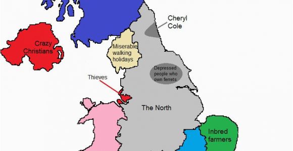 England Map Sheffield A Map Of Gt Britain According to some Londoners Travel Around