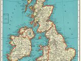 England On Map Of World 1937 Vintage British isles Map Antique United Kingdom Map