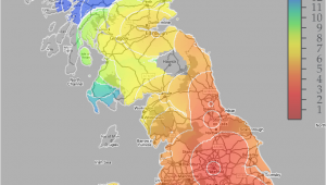 England Train Map Great Britain Rail Travel Times the Colour Scale Shown On