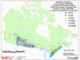 Environment Canada Radar Map Canadian National tornado Database Verified events 1980