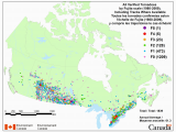 Environment Canada Weather Stations Map Canadian National tornado Database Verified events 1980