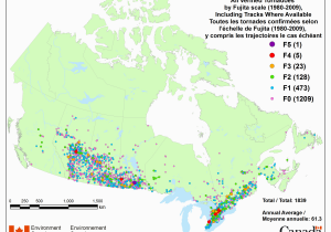 Environment Canada Weather Stations Map Canadian National tornado Database Verified events 1980