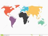 Europe asia Border Map Multicolored Simplified World Map Divided to Continents
