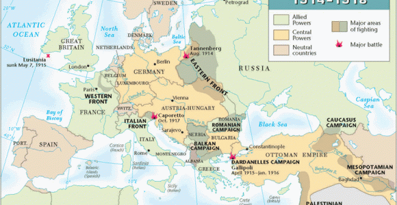 Europe During Ww1 Map This Map Shows the Fronts and Major Battles On the European