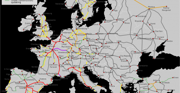 Europe High Speed Train Map Eu Hsr Network Plan Infrastructure Of China Map Diagram