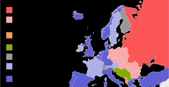 Europe In the Cold War Map Political Situation In Europe During the Cold War Mapmania