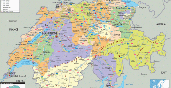 Europe Map with Switzerland Switzerland Political Map Switzerland Map Of Switzerland