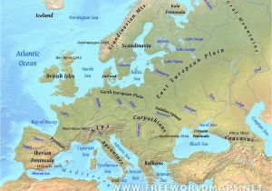 Europe Physical Map Labeled Europe Physical Features Map Casami