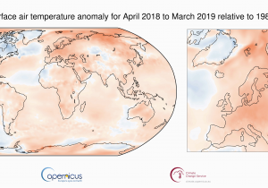 Europe Temperature Map January Surface Air Temperature for March 2019 Copernicus