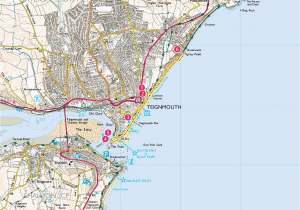Exeter Map England Teignmouth Seafront Print Walk south West Coast Path