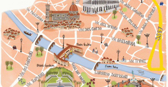 Florence Italy attractions Map Florence Map by Naomi Skinner Travel Map Of Florence Italy