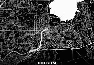 Folsom California Map Black Map Poster Template Of Folsom California Usa Maps Vector