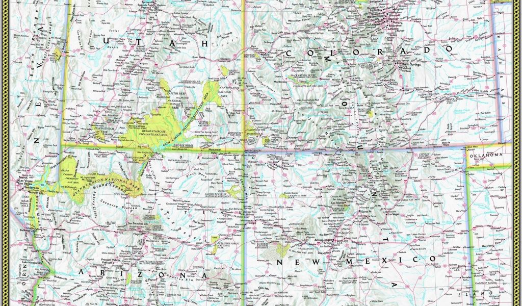 Four Corners Colorado Map Four Corners atlas Wall Map Maps Com