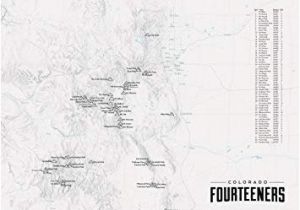 Fourteeners In Colorado Map Amazon Com 58 Colorado 14ers Map 18×24 Poster Gray Posters Prints