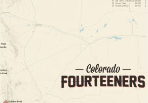 Fourteeners In Colorado Map Amazon Com 58 Colorado 14ers Map 18×24 Poster Tan Posters Prints