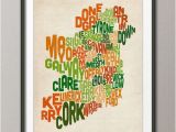 Framed Map Of Ireland Ireland Eire County Text Map Art Print 18×24 Inch 222 by Artpause On