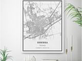 Framed Map Of Texas Odessa Map Canvas Print City Maps Wall Art Texas Gift Minimalistic