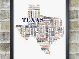 Framed Map Of Texas Texas Map Art Texas Art Print Texas City Map Texas Typography Art