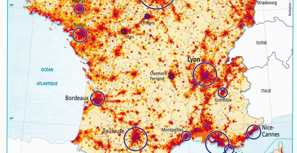 France Population Density Map France Population Density and Cities by Cecile Metayer Map France