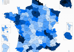 France Population Density Map List Of French Departments by Population Wikipedia