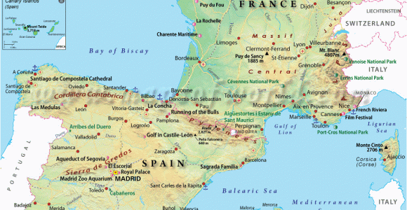 France Spain Border Map Map Of France and Spain