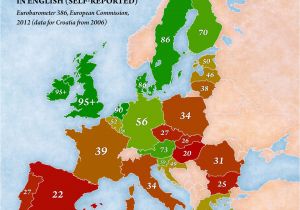 French Speaking Countries In Europe Map Map Of the Percentage Of People Speaking English In the Eu