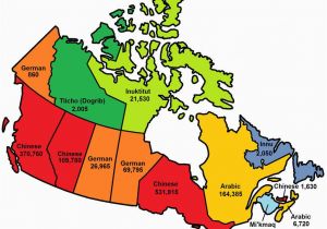 French Speaking Provinces In Canada Map This Map Shows the Most Popular Language In Each Province