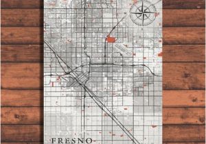 Fresno On California Map Fresno California Vintage Map Fresno City California Vintage Map