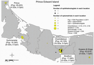 Fsa Maps Canada Post Numbers Of Practicing Ophthalmologists and Optometrists In