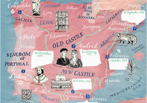 Full Map Of Spain Historic Illustrated Map Of Spain and Portugal for Bbc World