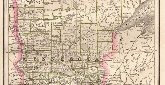 Geographical Map Of Minnesota Details About 1886 Antique Minnesota Map State Map Of Minnesota