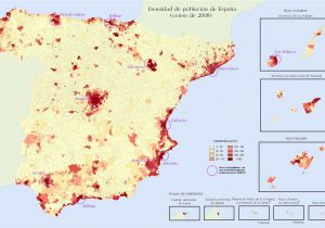 Geographical Map Of Spain Quantitative Population Density Map Of Spain Lighter Colors