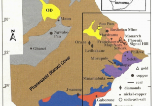 Geological Map Of Alabama Outline Geology Of Botswana Showing the Study area and Main Mineral