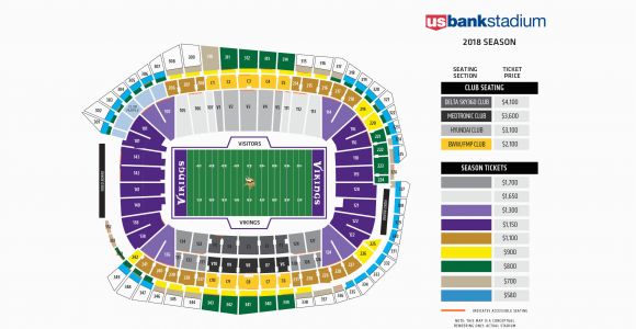 Georgia Dome Seat Map Vikings Seating Chart at U S Bank Stadium Minnesota Vikings