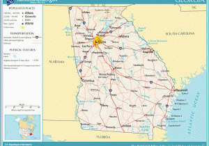 Georgia Physical Features Map Printable Maps Reference