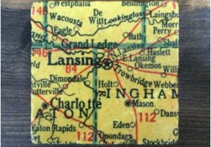 Glen Arbor Michigan Map Traverse City Michigan Map Coaster with Cork Backing Leelanau Etsy