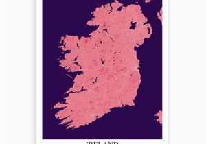 Gold In Ireland Map Ireland Pink Purple Map Art Print