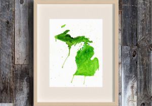 Hand Map Of Michigan Great Lakes State Michigan Watercolor Map Art Print Michigan