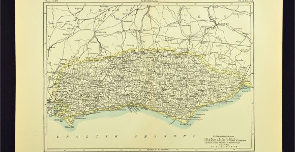 Hastings England Map Antique Sussex Map Of Sussex County England United Kingdom Brighton