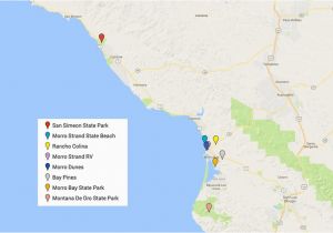 Hearst Castle California Map San Simeon Camping Near Hearst Castle and Morro Bay