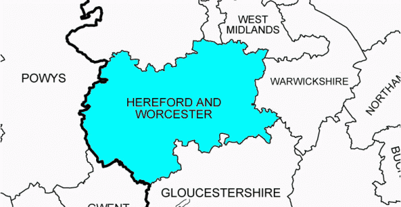 Herefordshire England Map Hereford and Worcester Uk where My Great Grandfather Bowcott Was