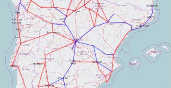 High Speed Rail Spain Map Rail Map Of Spain and Portugal