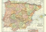 Historical Maps Of Spain Map Of Spain and Portugal From 1904 Vintage Printable Digital